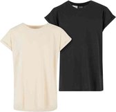 Urban Classics - Extended Shoulder 2-Pack Kinder T-shirt - Kids 158/164 - Beige/Zwart