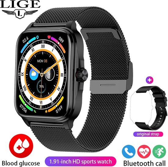2024 Bloedsuiker Smart Watch Niet-Invasieve Bloedglucose Hartslag