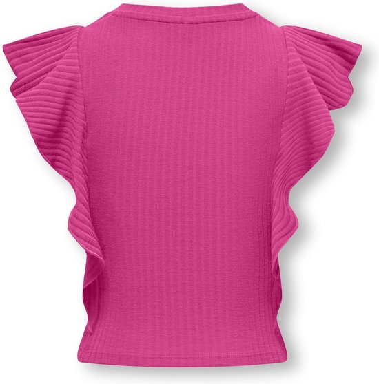 ONLY KOGNELLA S/L SHORT RUFFLE TOP JRS Meisjes T-shirt - Raspberry Rose - Maat 110/116