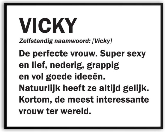 Vicky Woordenboek Fotolijst met glas 50 x 70 cm - Prachtige kwaliteit - jarig - verjaardag - kado - Canvas - incl ophangsysteem - Poster - Grappig - cadeau