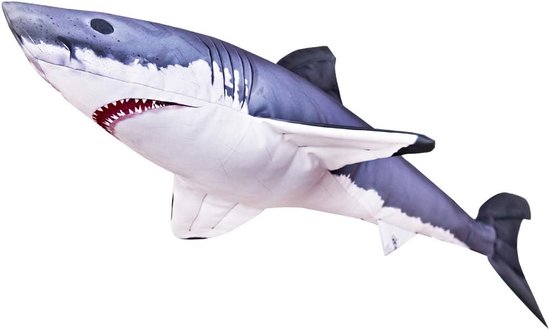 Eurocatch Haai Kussen 120cm - Witte Haai - Knuffel - Sierkussen - Great White Shark - Visknuffel - 120cm