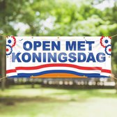 Spandoek Open met Koningsdag - Oud Hollands Thema - 200 x 75 cm - Koningsdag - Oranje Koningsdag decoratie - Versiering - accessoires