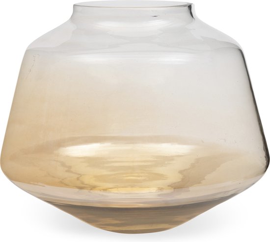 Riviera Maison Vaas gekleurd glas orangje - Arianne ronde en brede vaas 23 cm hoog