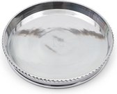 Riviera Maison Dienblad Rond aluminium met hoge rand glanzend zilver - RM Twisted Monogram Tray