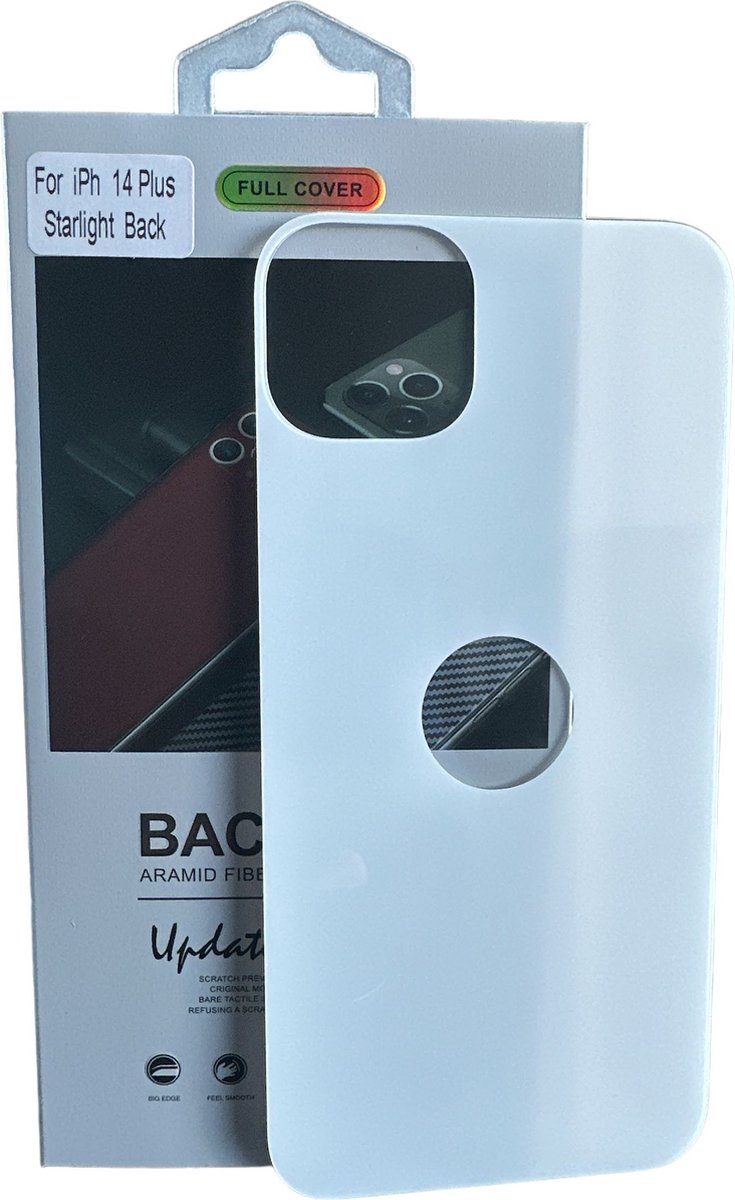 Armid Fiber Achter glas beschermer Geschikt voor: Apple iPhone 14 Plus (Starlight) Achterkant Temper Glass Protector - Back Screen Protector