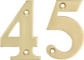AMIG Huisnummer 45 - massief messing - 10cm - incl. bijpassende schroeven - gepolijst - goudkleur