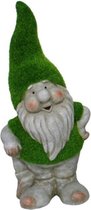 Gerimport tuinkabouter beeldje - Dwarf Manuel - Polystone - grasgroene muts - 32 cm
