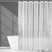 Douchegordijn van EVA, schimmelbestendig, 183 x 183 cm, kiezelsteen, halfdoorzichtig, waterdicht badkamergordijn met 12 roestvrije haken voor bad, douche