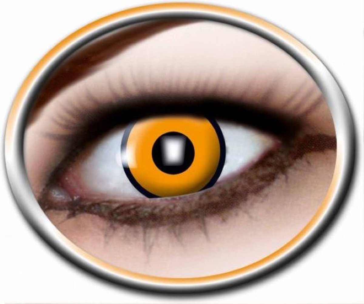 PartyXclusive kleurlenzen - Kraai / Crow lenzen - 3 maand lenzen - geel zwart. Carnaval / Feest / Halloween / Koningsdag / Festival