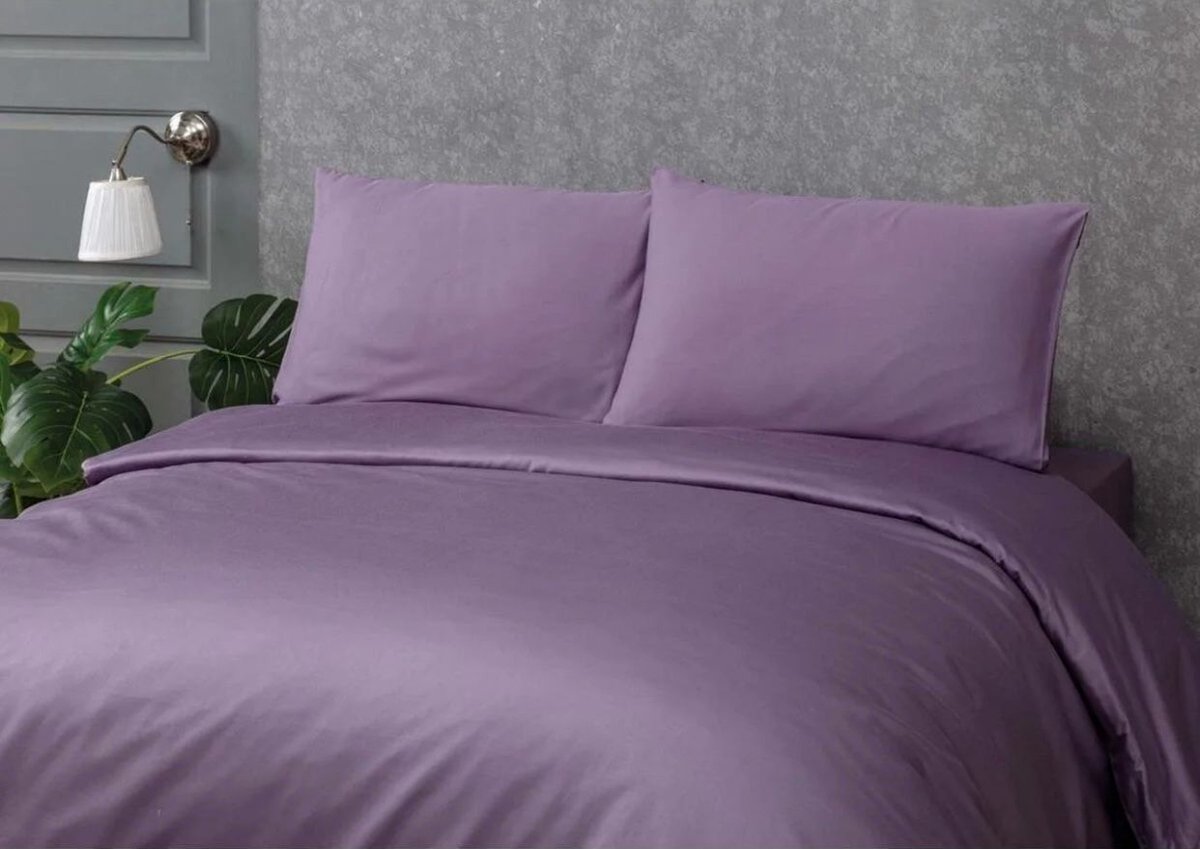 Lubna Home Dekbedovertrekset 240x220/200cm - 100% KATOENSTAIJN -2XKUSSENSLOOP 60X70 cm -LITS-JUMEAUX-LILA