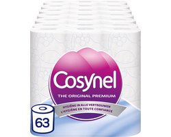 Cosynel Toiletpapier - 63 rollen - Blauw textuur - 3-laags - Voordeelverpakking