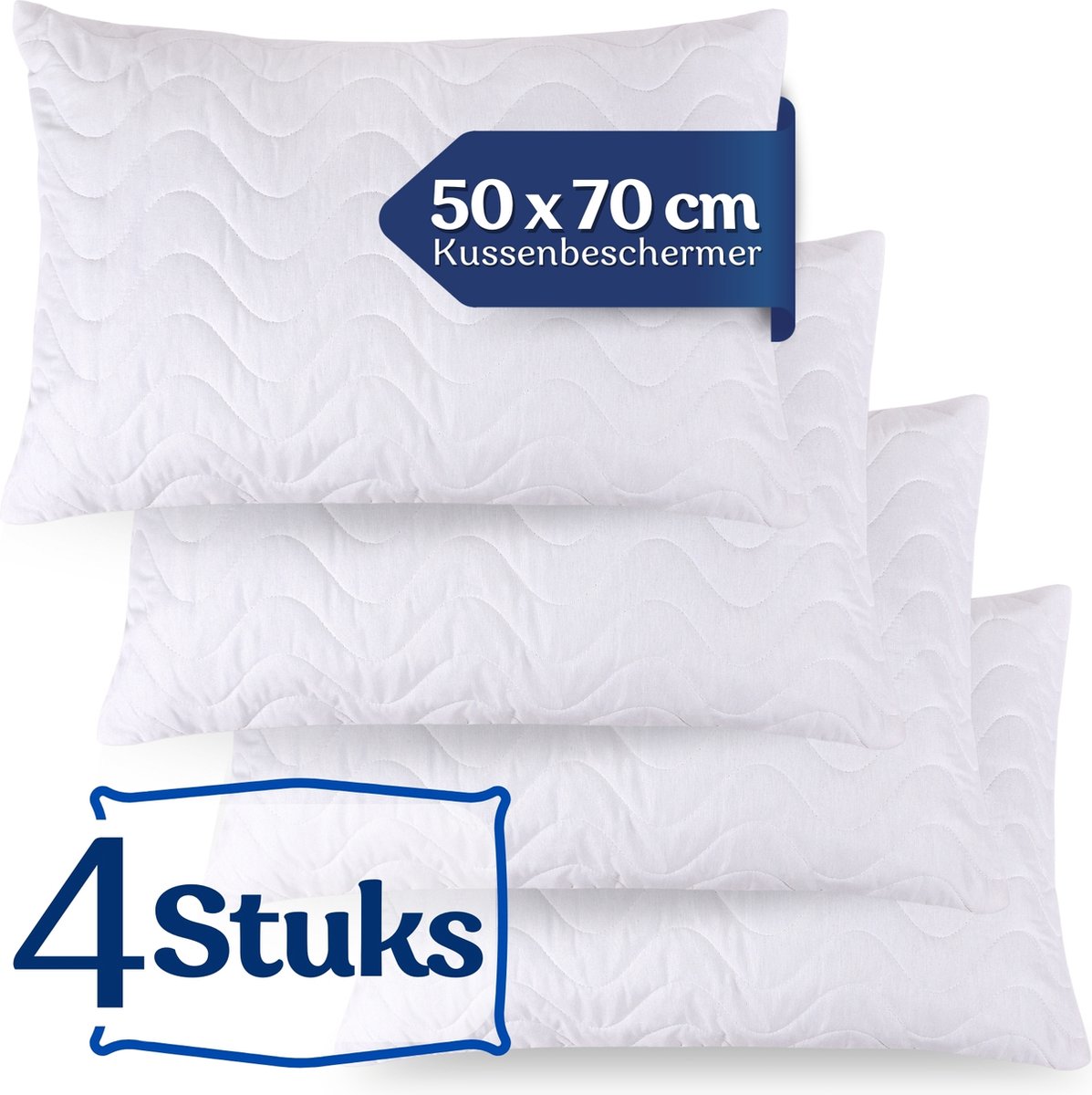 Tavas Kussenbeschermers 50 x 70 cm Set van 4 Kussenbeschermer Waterdicht Gewatteerd Kussen Beschermer Molton Kussenslopen