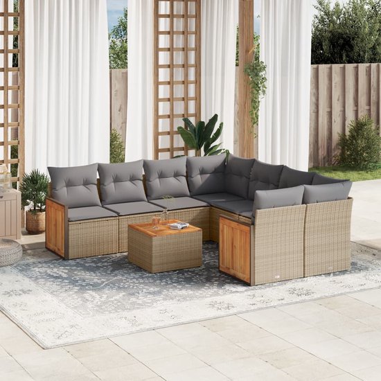 vidaXL-9-delige-Loungeset-met-kussens-poly-rattan-beige