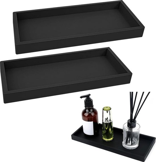 Huiguli 2 stuks Badkamerdienblad, Make-uptafel, Lade, Badkamerdecoratie, Opbergbakje, Wit, Siliconen, Rechthoekig, Cosmeticatabletten Voor Sieraden, Kaarsen, Handdoek, Cosmeticaplanten, 20,5 x 10,5 cm