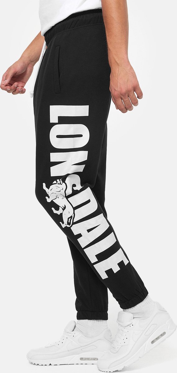 Lonsdale Heren joggingbroek normale pasvorm GRUTNESS, zwart/wit, S, 117562