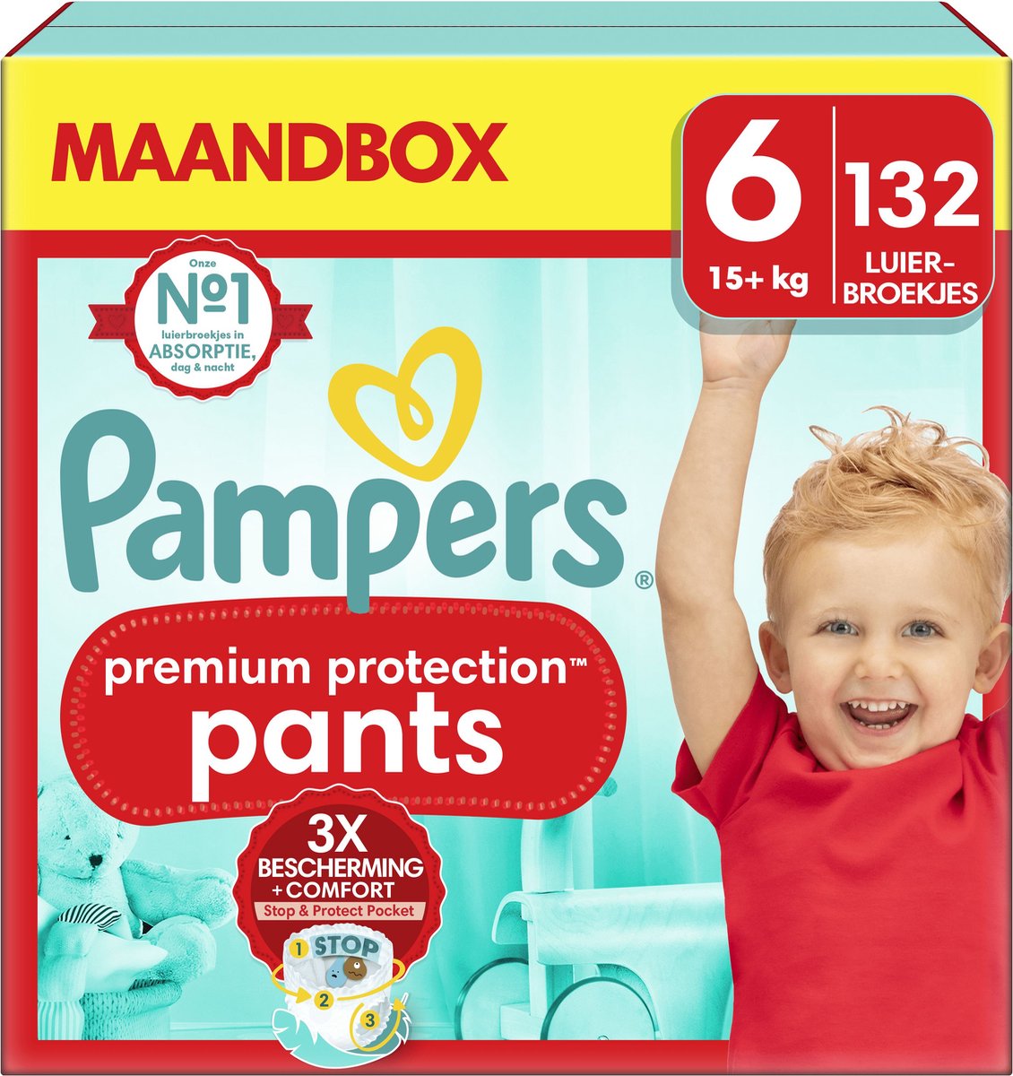 Pampers Premium Protection Pants - Maat 6 (15kg+) - 132 Luierbroekjes - Maandbox - Pampers