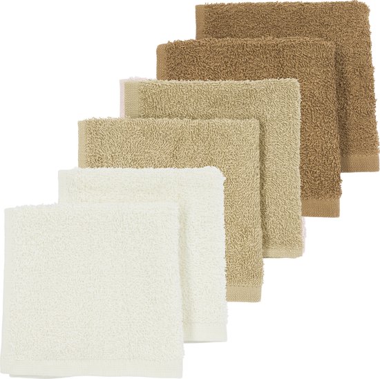 Meyco Baby Uni monddoekjes - 6-pack - badstof - offwhite/sand/toffee - 30x30cm