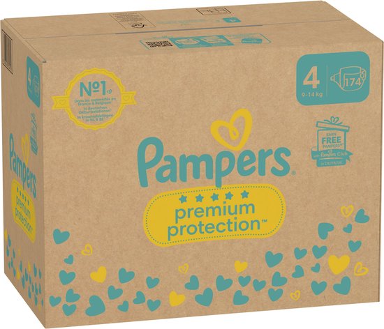 Pampers Premium Protection - Maat 4 (9kg-14kg) - 174 Luiers - Maandbox - Pampers