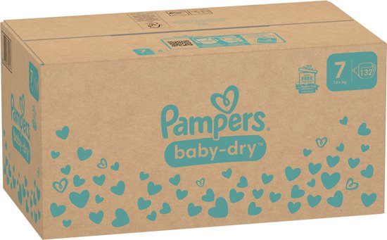 Pampers Baby-Dry - Maat 7 (15kg+) - 132 Luiers - Maandbox - Pampers