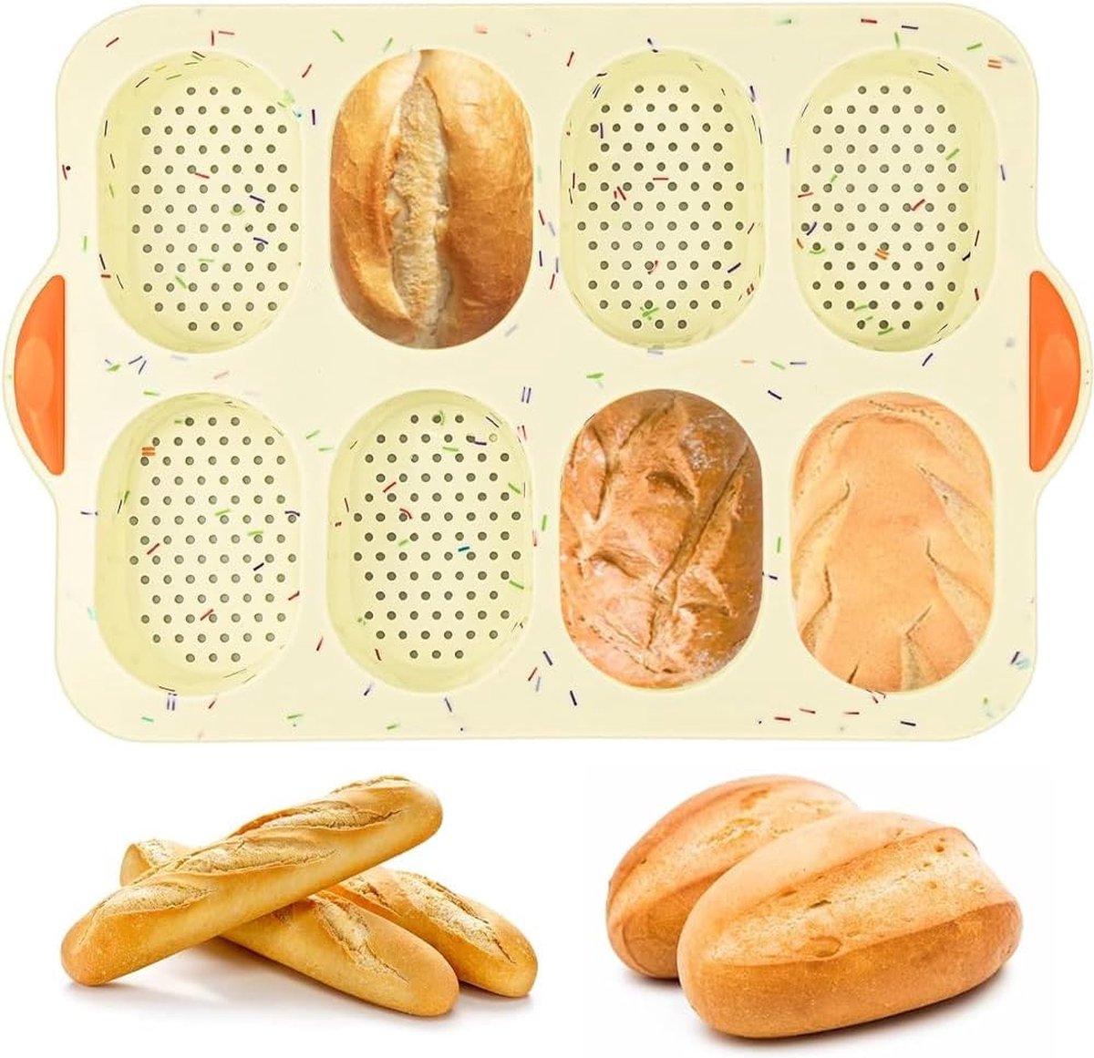 Broodbakvorm, broodbakvorm, broodcrisperbak Broodbakvorm Siliconen Franse broodvorm Siliconen anti-aanbakbakplaat voor het bakken van brood (kleur)