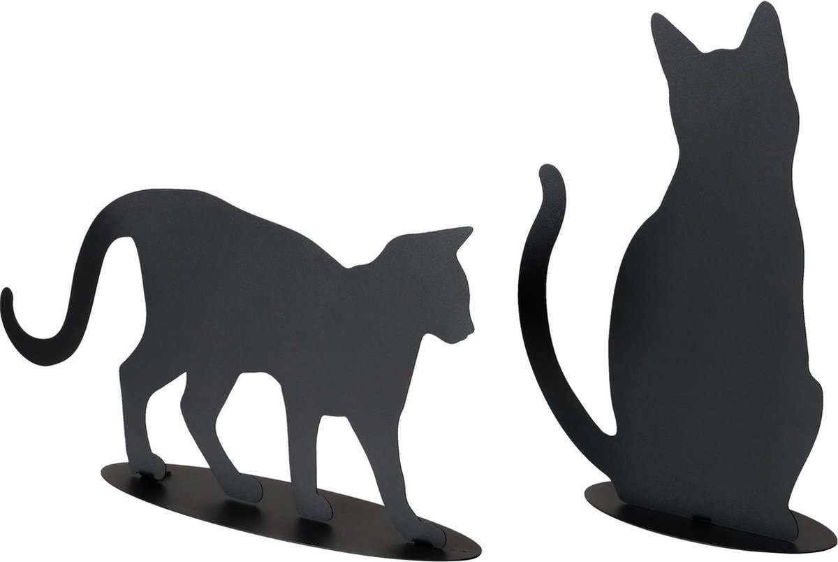 Boltze - Beeld - Sculptuur - Set van 2 - Katten - Poezen - Handmade - 39x8x32cm - Metaal