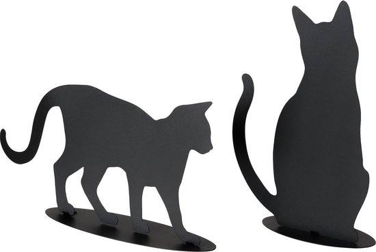 Set van 2 zwarte katten / poezen van metaal
