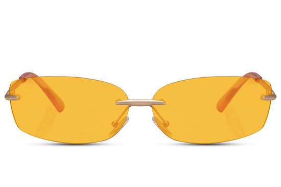 Festival zonnebril oranje - Sunlit oranje - Zonnebril techno oranje - EK voetbal bril oranje - Oranje met goudkleurige pootjes - Zonnebril EK 2024 heren en dames - Zonnebril mannen en vrouwen - Oranje bril - Mybuckethat