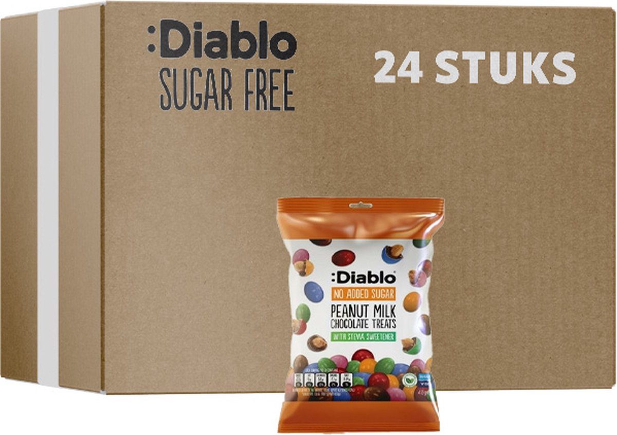 Diablo | No Added Sugar | Peanut Milk Chocolate Treats | 24 Stuks | 24 x 40g