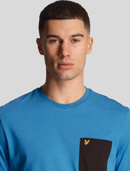 Lyle & Scott T-shirt à poche contrastée - spring blue jet black