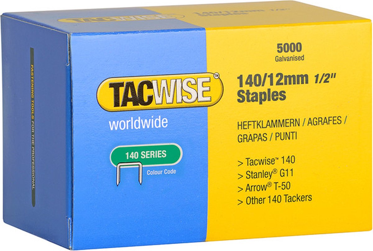 Tacwise nieten voor tacker - Type 140 - 12 mm - Gegalvaniseerd - 5000 stuks