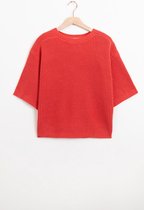 Sissy-Boy - Rode rib gebreide trui met korte mouwen
