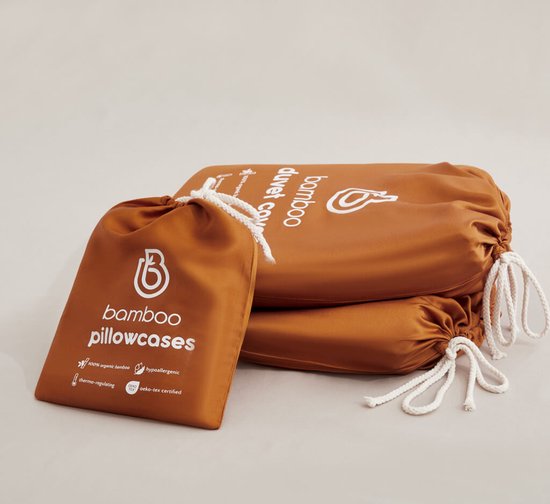 Bamboebaas Surmatelas Premium en Bambou - Orange Amande - 180x200x18 cm