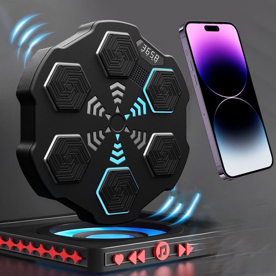 Smart Music Bluetooth Boxmachine, Muziek Boxmachine Boxmachine Met Bokshandschoenen, Muurbeugel voor Thuis Muziekboxer, Ogenreactie en Coördinatie Boxapparatuur voor Kinderen/Volwassenen (A