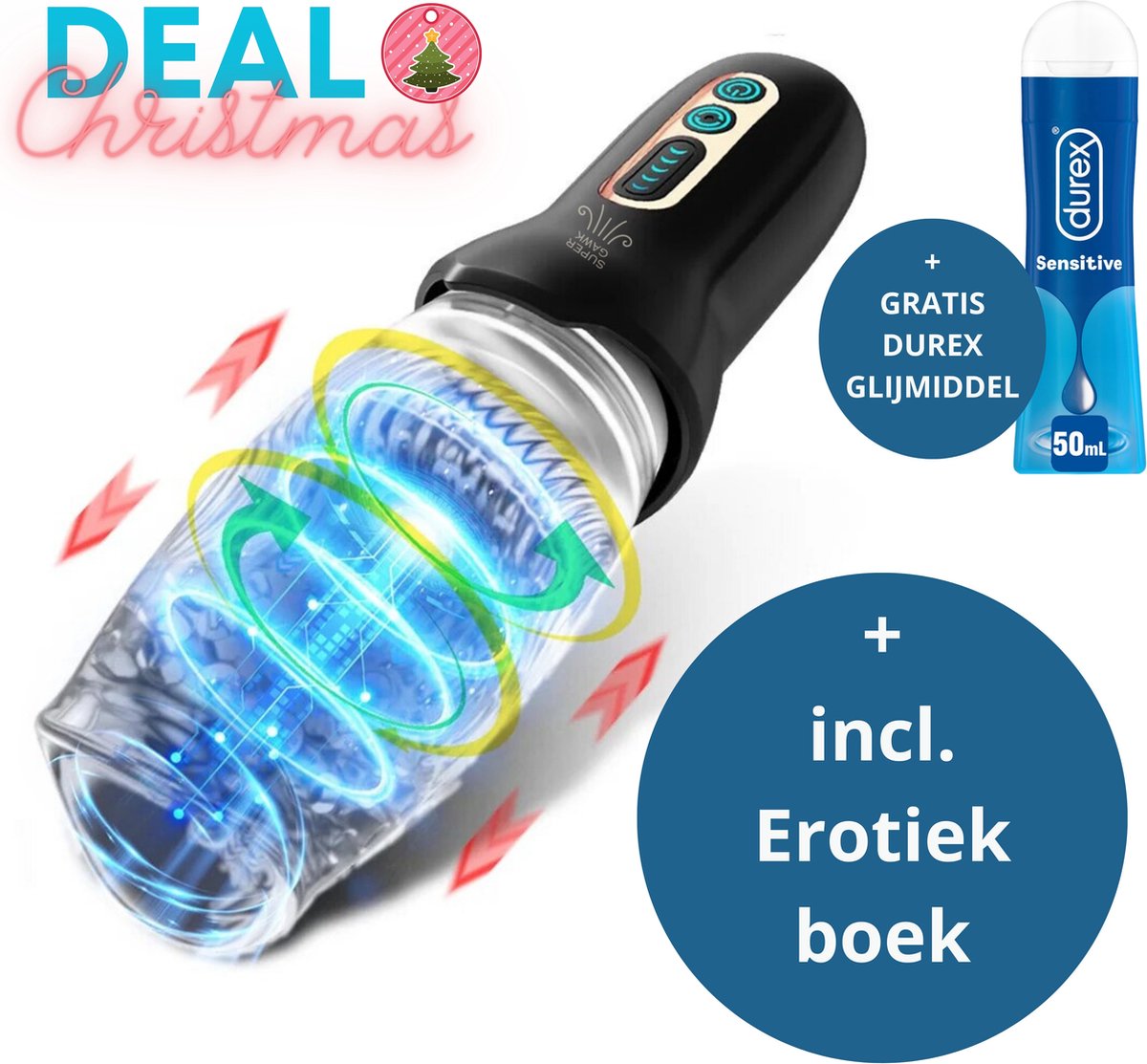 Masturbator voor man - Gratis Durex 50ml - Gratis erotische e-book - elektrisch - sex toys voor mannen - pocket pussy - Merkloos
