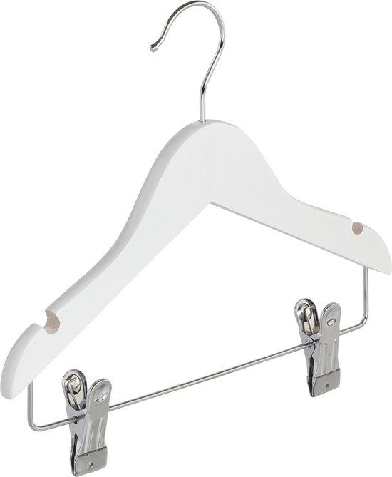 Foto: De kledinghanger gigant knijperhanger kinderen 7308ba 10 stuks lotushout wit gelakt met verschuifbare anti slip knijpers 32 cm rokhanger broekhanger pantalonhanger kinderhanger 7004ba