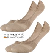 CAMANO Sneakersokken Invisible Footies Kousenvoetjes 2 PACK 35/38 Naadloos in ultra lichte katoen Beige met silicone op de hiel 100% garantie om niet af te zakken