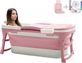HelloBath® Opvouwbaar bad - Roze - M Olivia - 128cm lang - Inklapbaar Zitbad - Bath Bucket - Incl. Badkussen, Badlamp & Opberghoes