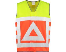 JS Veiligheidsvest Verkeersregelaar - Fluor geel/Fluor oranje - Maat L/XL - VOOR PROFESSIONALS
