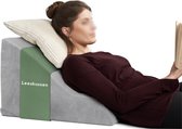 Comfortabel Ergonomisch Leeskussen voor Bed en Sofa - Met Memory Foam voor Optimaal Comfort - Ideaal als Refluxkussen en Wigkussen - Geschikt voor Zitten, Liggen en Ondersteuning - Wit - Afmetingen: 36 x 40 x 55 cm; Gewicht: 1,73 kg