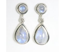 Boucles d'oreilles en argent avec pierre de lune arc-en-ciel