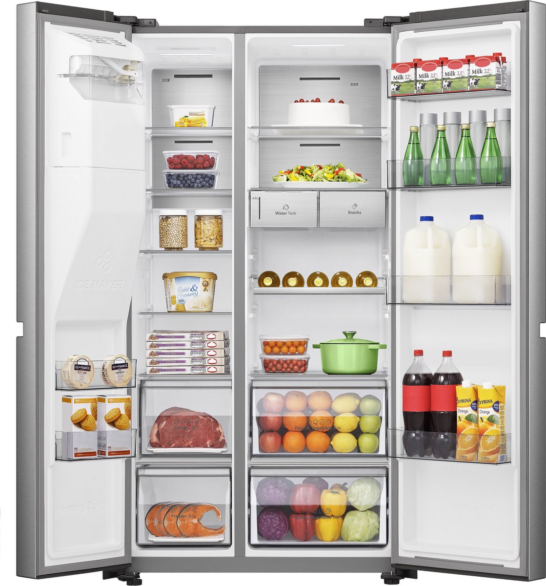 Hisense RS818N4TIC - Amerikaanse koelkast - Energielabel C - Water- & ijsdispenser - Metal Cooling - No Frost - RVS - Multi-Air Flow - Fast Freeze - 35dB (A) - Inverter Compressor - 632 Liter — afbeelding 3