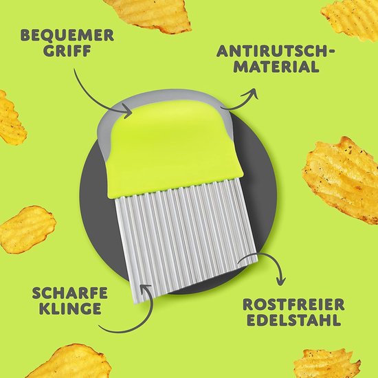 1 stuks golfsnijder, friet, golfmes, ribbelmes van roestvrij staal 1 stuks golfsnijder, friet, golfmes, ribbelmes van roestvrij staal