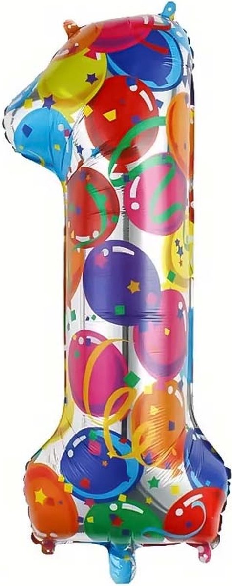Folieballon Cijfer 1 Jaar Verjaardag Versiering Cijferballon Feest Decoratie Helium Ballonnen Folie Gekleurd