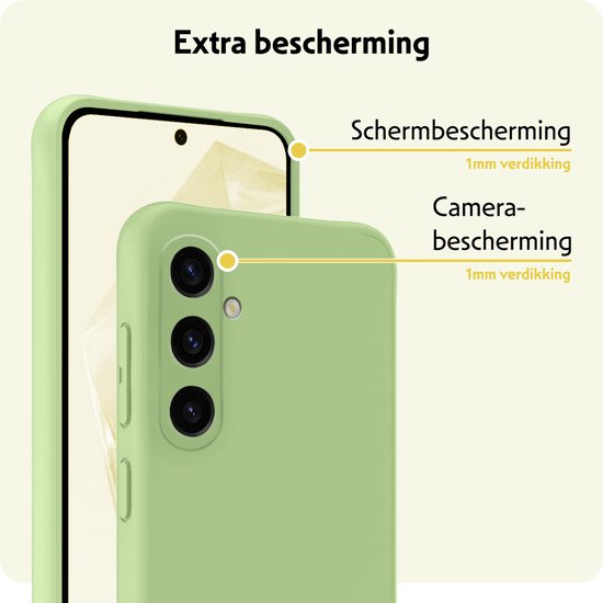 Coque pour Samsung A35 Coque en Siliconen avec Protecteur d'écran - Coque pour Samsung Galaxy A35 5G Coque en Siliconen - Vert
