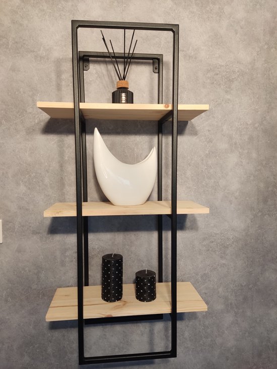 Hangende boekenkast - Hout - Metaal - Industrieel - 50 cm