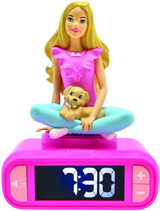 Digitale wekker met 3D Barbie, Nachtlampje, en geluidseffecten