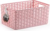 Plasticforte Opbergmand - Kastmand - rotan kunststof - roze - 10 Liter - 22 x 33 x 16 cm