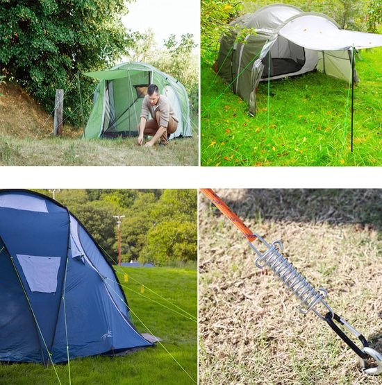 Kit De 6 Ressorts Tendeurs Pour Voile D'ombrage + 12 Mousquetons - Acier Inoxydable, Idéal Pour Tentes, Bâches, Sacs De Sable