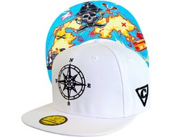 Capiche® Snapback – Schatkaart – Wit – Pet Heren – Sportcap – Baseball Cap – Piraten Pet – Treasure Map Piraten Collectie