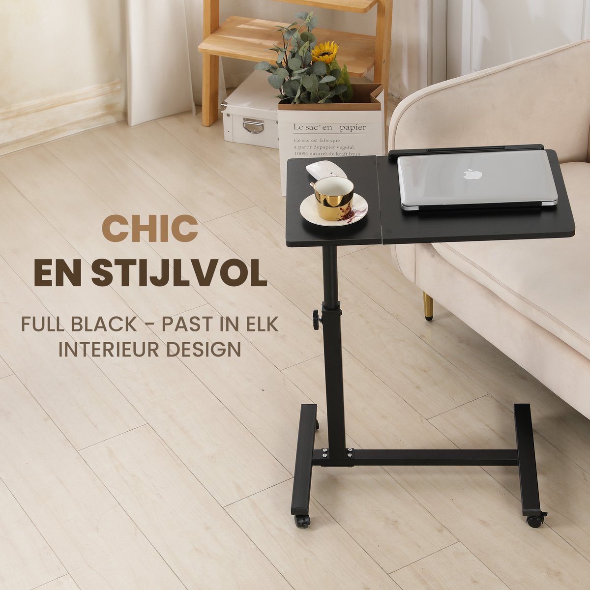 Ontbijtblad, bamboe bedtafel met inklapbare poten, laptopbureau Lichtgewicht dienblad met verstelbare laptopstandaard (19.8x12 in